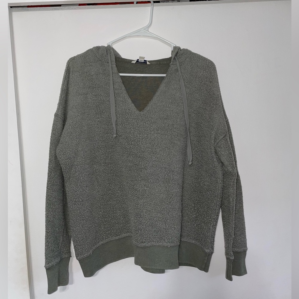green sweatshirt